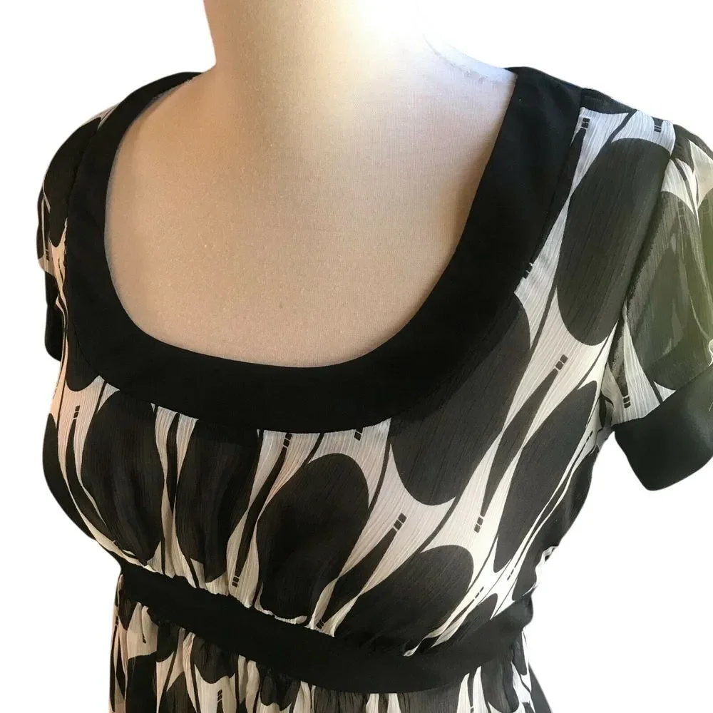 Speechless‎ Black & White Polka Dot Dress Cottagecore Sheer Puff Sleeves  Size 3